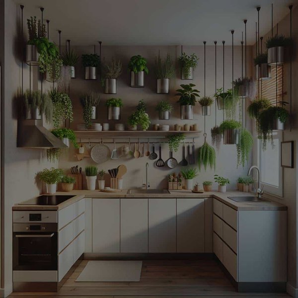 Quelles astuces pour créer un jardin de plantes aromatiques suspendu dans une petite cuisine ?